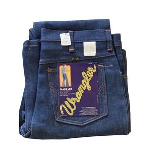 Vintage Wrangler Flare Leg Jeans Mens 32x34 Blue Denim Wrandom 350 USA Deadstock